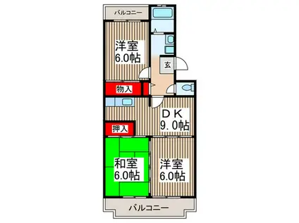 ファミールメゾン(3DK/4階)の間取り写真