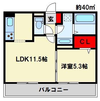 POLONIA KOKURA-KITA(1LDK/2階)の間取り写真