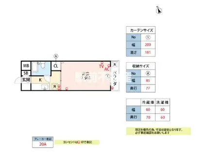 サンスクエアI(1K/1階)の間取り写真