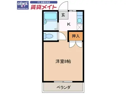 コーポ和院II(1K/1階)の間取り写真