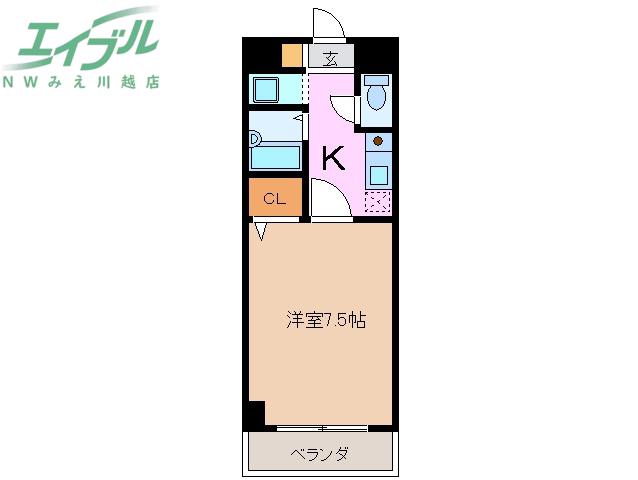 SHINONOMEハイツ(1K/3階)の間取り写真
