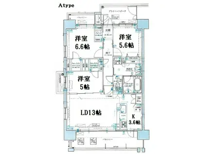 アルビオ・ガーデン新倉敷駅前(3LDK/15階)の間取り写真