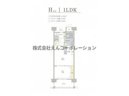 モントーレ香椎浜サーフタワー イーストウイング(1LDK/16階)の間取り写真