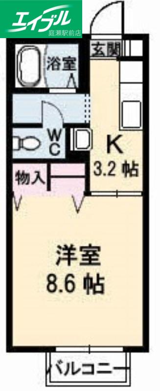杉乃子ハイム(1K/1階)の間取り写真