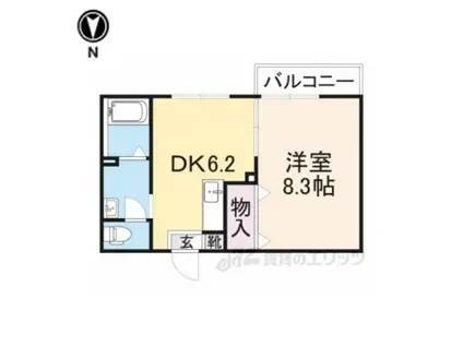 リバティますが(1DK/2階)の間取り写真