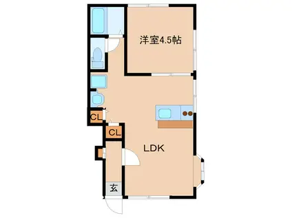 ロアリッジ(1LDK/1階)の間取り写真