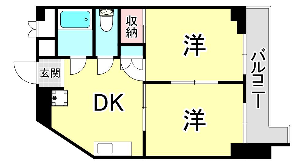 ヴィラ舞子公園(2DK/2階)の間取り写真