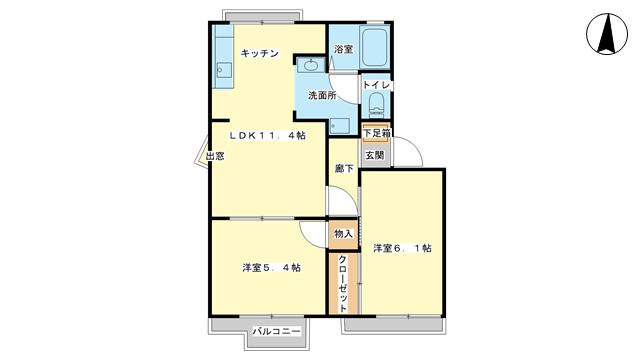 タウニィ西新在家(2LDK/2階)の間取り写真