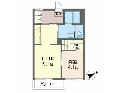 ニューフォーブルアオトB(1LDK/2階)の間取り写真