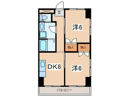 エムズマンション函南(2DK/3階)の間取り写真