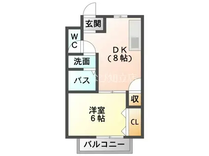 フォレスト神明B(1DK/2階)の間取り写真