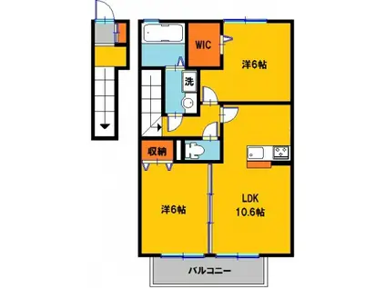 サンモール(2LDK/2階)の間取り写真