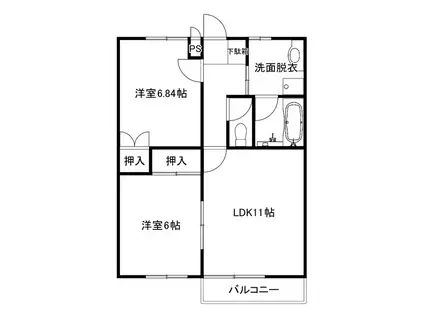 カーサソニア(2LDK/2階)の間取り写真