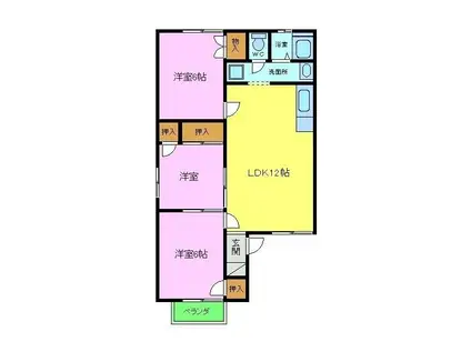 シャトードイワネ11号館(3LDK/2階)の間取り写真