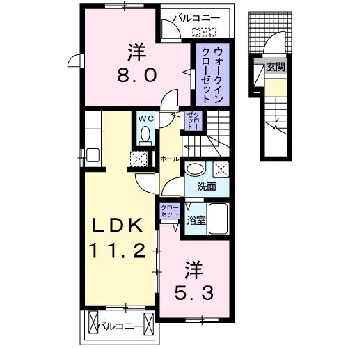 ピュアストリームA(2LDK/2階)の間取り写真