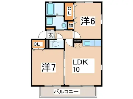 ヴィラージュ秋津(2LDK/2階)の間取り写真