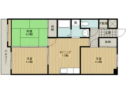 マンションオルフィス(3DK/2階)の間取り写真