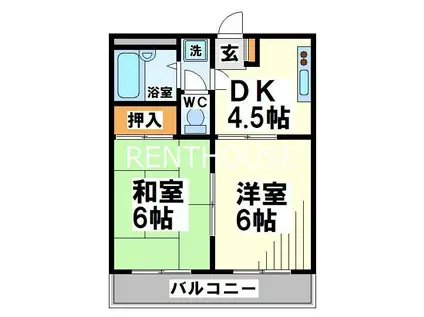 四谷マンションB 当社管理物件(2DK/2階)の間取り写真