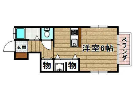 サクラハウスII(1K/1階)の間取り写真