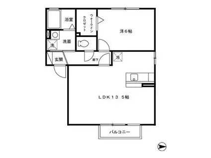 ピア・アベニューC棟(1LDK/2階)の間取り写真