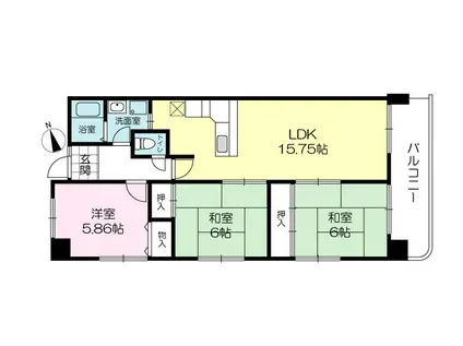 メゾンセルベイル(3LDK/3階)の間取り写真