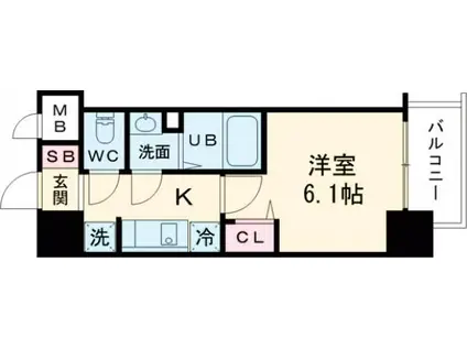 ファステート神戸ハーバーランド(1K/9階)の間取り写真