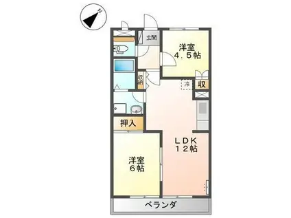 エルトハイムS(2LDK/2階)の間取り写真