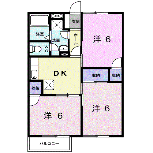 サニーヒルC(3DK/1階)の間取り写真