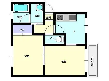 コンフォート18(2K/2階)の間取り写真