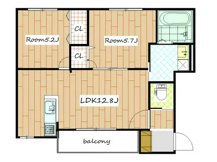 エストシャトー(2LDK/3階)の間取り写真