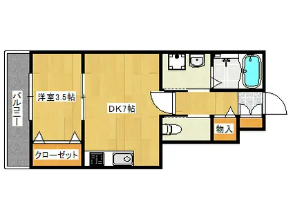 ロイヤルヴィラ緑井(1DK/1階)の間取り写真