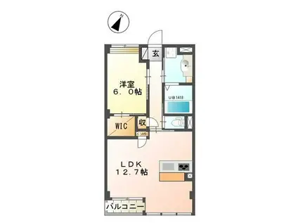 ウインズツー(1LDK/3階)の間取り写真