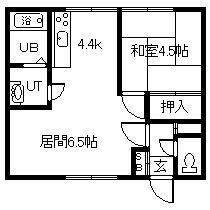 旭扇マンション(1LDK/2階)の間取り写真