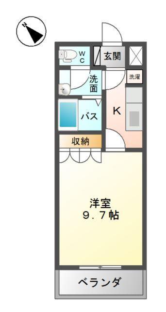 グランディール(1K/1階)の間取り写真