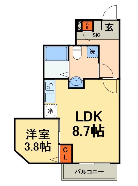 エンプレスヒル八千代台(1LDK/1階)の間取り写真