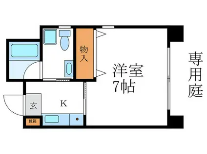 クレール・フォンテーヌ(1K/1階)の間取り写真