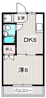 ロイヤルシングル(1DK/2階)の間取り写真
