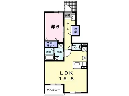 EXCELCOURT東小羽山C(1LDK/1階)の間取り写真