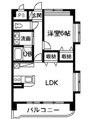 マンションエスポワール(1LDK/4階)の間取り写真