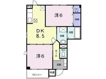 ワイフラットB(2DK/1階)の間取り写真