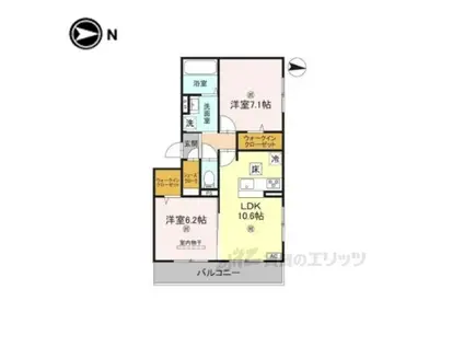 近鉄奈良線 新大宮駅 徒歩18分 3階建 築1年(2LDK/1階)の間取り写真