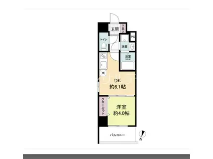 ライブガーデン江坂IX(1DK/2階)の間取り写真