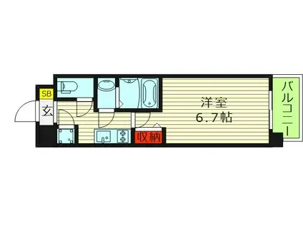 レジュールアッシュ ザ・パークフロント(1K/10階)の間取り写真