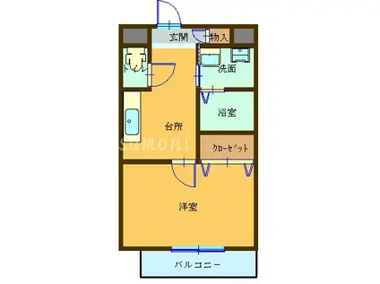 COCOON(1K/3階)の間取り写真