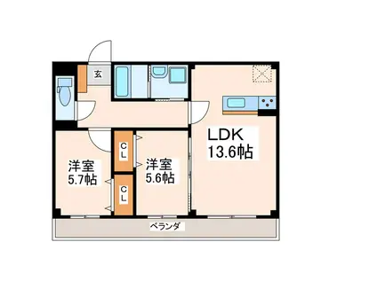 ハイムセラウエスト(2LDK/1階)の間取り写真
