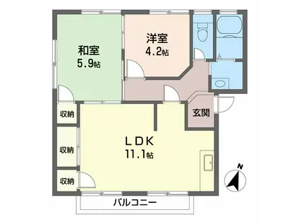 コーポラスやましたIII(2LDK/1階)の間取り写真