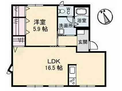 ガーデンスクエア福島D棟(1LDK/1階)の間取り写真