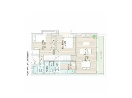 ラナイグレース国立(2LDK/2階)の間取り写真