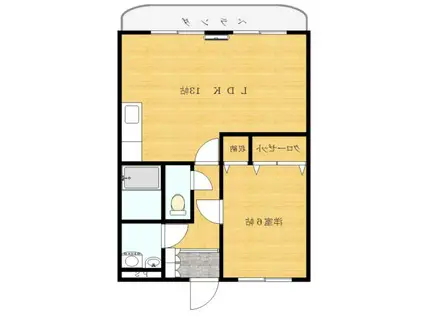 カシマハイアットII(1LDK/3階)の間取り写真