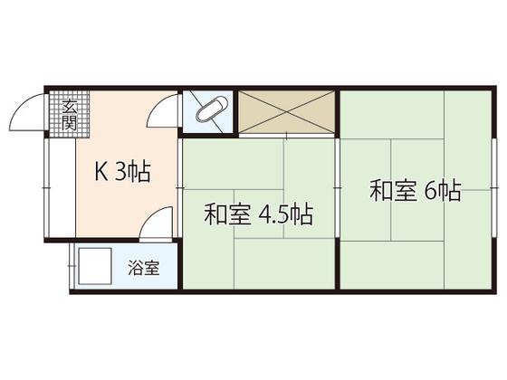 森内ビル(2K/2階)の間取り写真